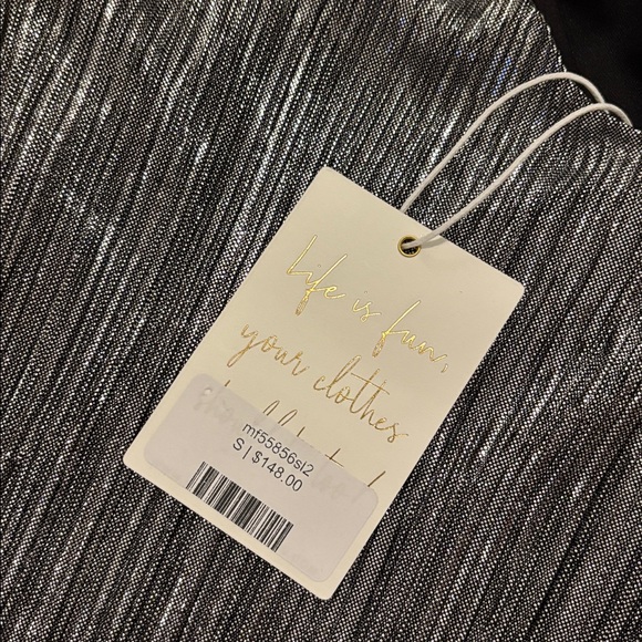 Show Me Your MuMu Jasmine Dress in Pleated Silver Small NWT NEW Club Party Mini - Picture 9 of 9